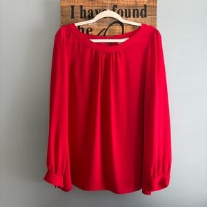 LOFT Vibrant Red Long Sleeve Flowy Women's Blouse size L
